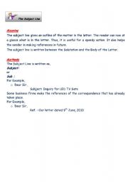 English worksheet: The Subject Line