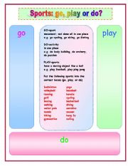 English Worksheet: Sports: go, play or do?