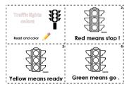 English Worksheet: Traffic lights read and color