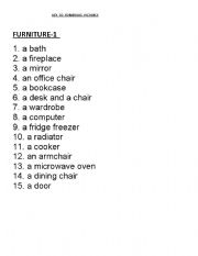 English Worksheet: furniture  and Rooms