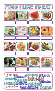 English Worksheet: food I like to eat