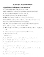English Worksheet: The simple past and the past continuous - Exercise