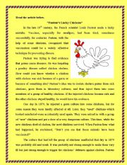 English Worksheet: Pateurs Lucky Chickens