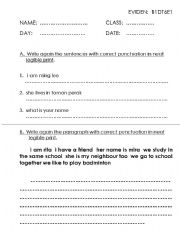 English Worksheet: Punctuation