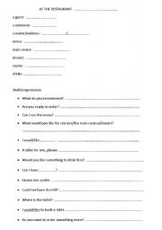 English Worksheet: at the restaurant