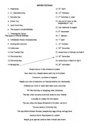 English Worksheet: British festivals 