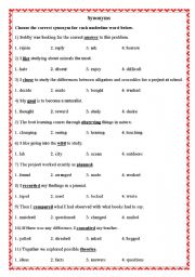 English Worksheet: Synonyms & Antonyms