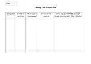 English worksheet: Writing task analysis form