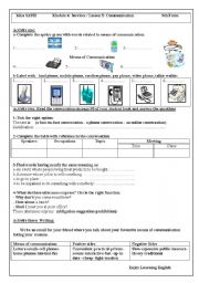 English Worksheet: Module4 Lesson5 Communication 9th form