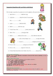 English Worksheet: Comparison with Super Mario