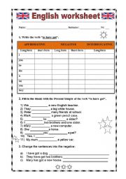 English Worksheet:  To Have Got