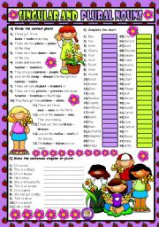 SINGULAR AND PLURAL NOUNS (B&W Included)