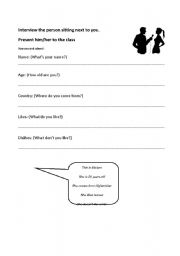 English worksheet: Presenting a classmate