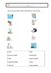 English worksheet: How do you use water