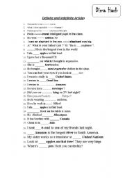 English Worksheet: Definite & indefinite article