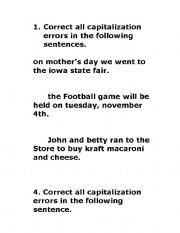 English Worksheet: capitalization