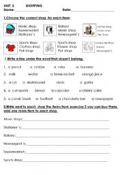 English Worksheet: Three tasks on the topic - shopping