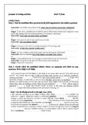 English Worksheet: grammar and writing activities for 3rd form students