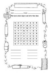 English Worksheet: Wordsearch 