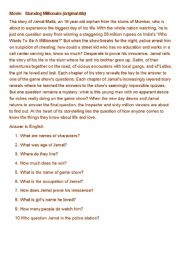 English Worksheet: Movie: Slumdog Millionaire (original title)