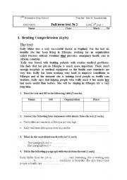 English Worksheet: exam 9th year