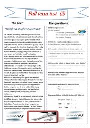 English Worksheet: Full term test 