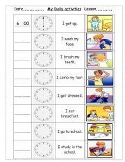 English Worksheet: my daily activities