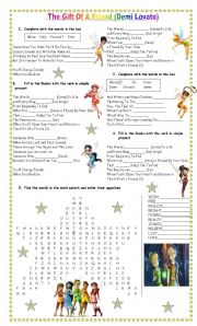 English Worksheet: The Gift of a Friend (Demi Lovato)