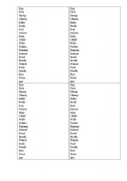 English Worksheet: Plurals