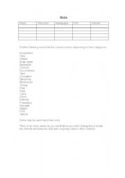 English worksheet: useful words for media