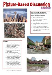 English Worksheet: Picture-based discussion Elementary - (06) Your town