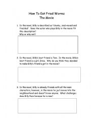 English Worksheet: How To Eat Fried Worms