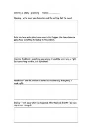 English worksheet: Story planning sheet