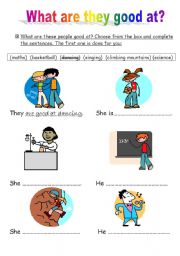 English Worksheet: What are they good at?