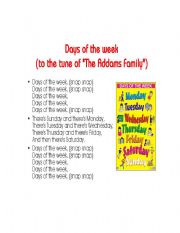English Worksheet: Days of the week Song