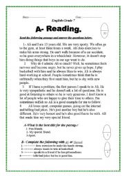 English Worksheet: reading practice 