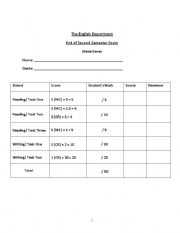 English worksheet: Reading and writing