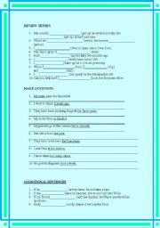English Worksheet: GRAMMAR REVISION FOR 1 BCHTO