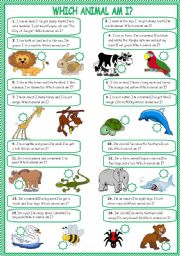 English Worksheet: Which animal am I?