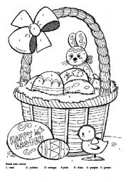English Worksheet: EASTER COLOURING