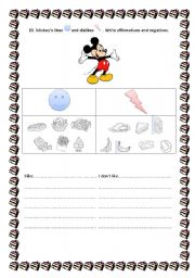 English Worksheet: MICKEYS LIKES AND DISLIKES. FOOD