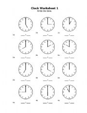 English Worksheet: Clock worksheet