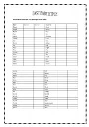 English worksheet: Past Participle (Irregular verbs)