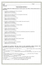 English Worksheet: Relative clauses