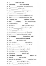 English Worksheet: Present Tense and Present Continuous Tense