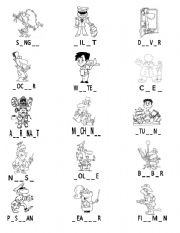 English Worksheet: JOBS (fill in the blank)