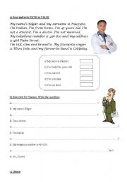 English Worksheet: Practise Introductions and Personal Information