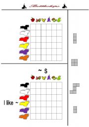 English Worksheet: Battleships - Fruits & Colors