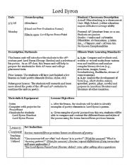 English Worksheet: Lord Byron lesson plan