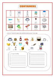 English Worksheet: CONTAINERS